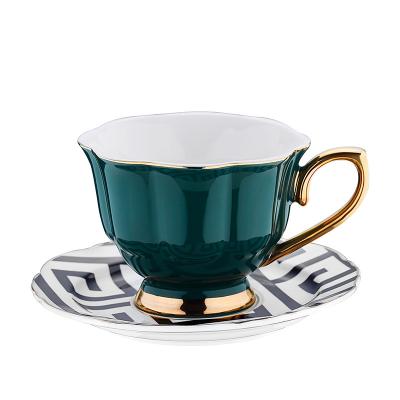 China 240ml Ceramic Gold Rim Porcelain Turkish Coffee Cups Tea Set Of 6 for sale
