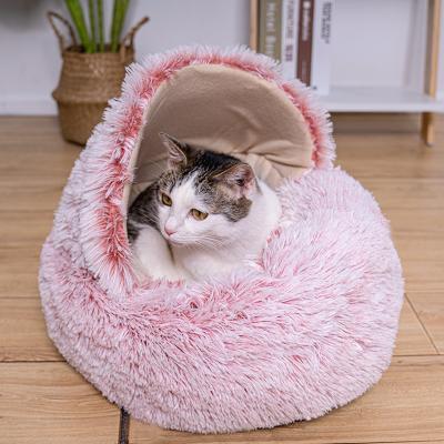 中国 カバー ペット クッションの家ペット マットが付いている柔らかいPlush暖かい猫のベッド 販売のため