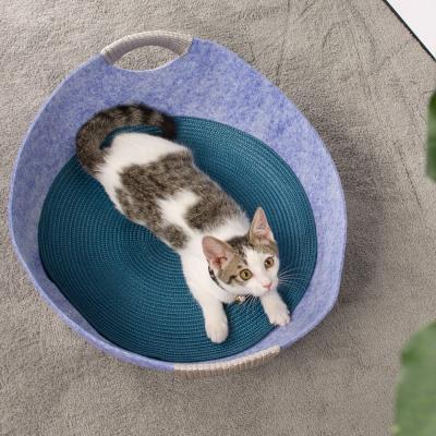 Chine Luxe pourpre senti de coussin de lit d'animal familier autour de Cat Pot Bed Mats sentie moderne 52x12cm à vendre