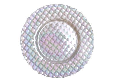 China 13 Inch Handmade Luster Glass Charger Plates Electroplating for sale