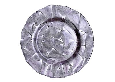China 32cm Diamond Cutting Embossed Glass Plates For Wedding Party for sale