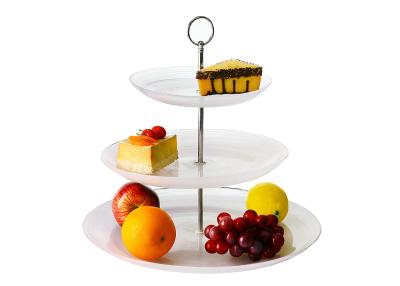 China Bar 3 Tier Smoky White Glass Cake Plates , Strong Stem 8.6'11.4'',15' Inch Glass Cake Stand for sale