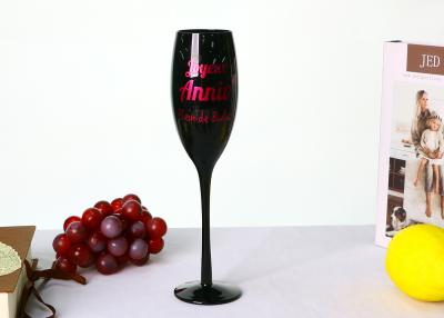 China Household Lead Free Solid Black Champagne Glasses , 62mm Crystal Tulip Champagne Flutes for sale