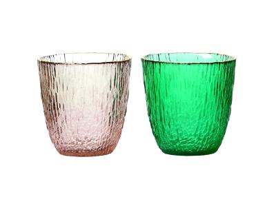 China Lead Free Handmade Solid Coloured Whisky Glasses With Unique Hammer Pattern for sale