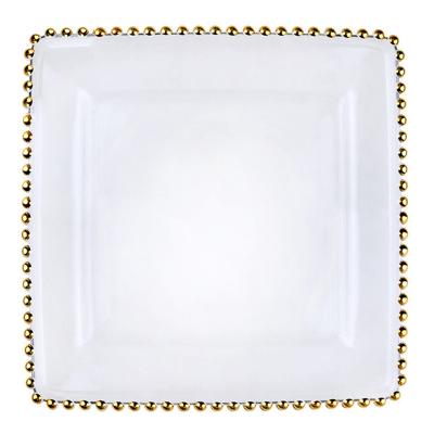 China Wedding Table Decoration Gold Square Glass Plate 12 Inch for sale
