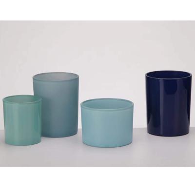 China Short Cylinder Votive Candle Holders Frosted Soda Lime Glass for sale