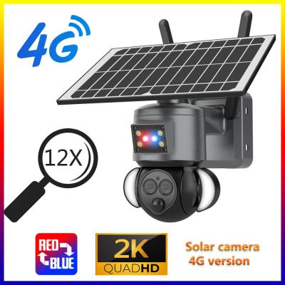 China 6MP PIR Solar Security Camera 4G Human Detection WiFi 12X Zoom Camera for sale