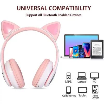 Chine Hot Sale Cat Ear B39 Wireless Headphone With LED Light Wireless Earphone Support TF Card Gaming Headset For Children à vendre
