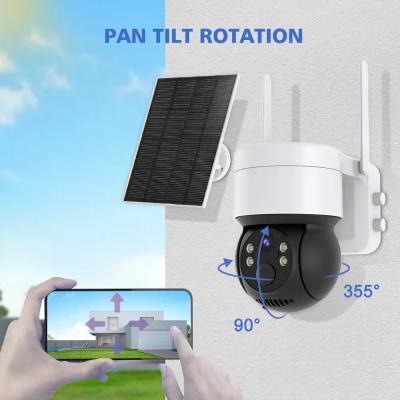 China Outdoor Solar Panel Powered Wifi Smart 4mp Ptz Pir Cctv Ip Wireless Security Surveillance Solar Network Camera à venda