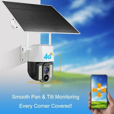 China 4G cámara solar inalámbrica al aire libre 1080P cámara solar alimentada por batería CCTV IP PTZ 4G cámara solar V380 en venta