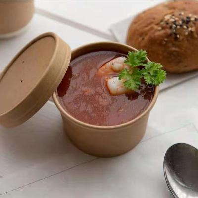 China Microwavable Paper Biodegradable Soup Cups Disposable With Lids for sale