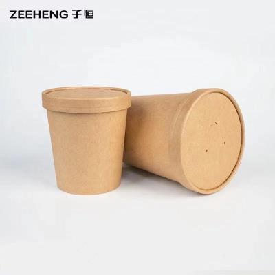 China Disposable Kraft Bowl Cups For Soup , 780ml To Go Cups With Lids for sale