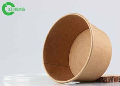China 8oz Disposable Take Away Custom Logo Printed Brown Kraft Paper Bowl For Soup Yoghourt for sale