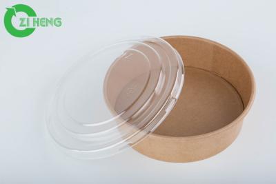 China Disposable Kraft Paper Bowl 50oz Round Salad Container With Clear Plastic Lid for sale