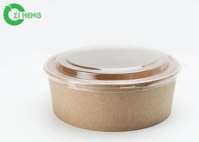 China Logo Printed 36oz Disposable Grease Resistant Kraft Paper Food Bowls With Clear Lids for sale