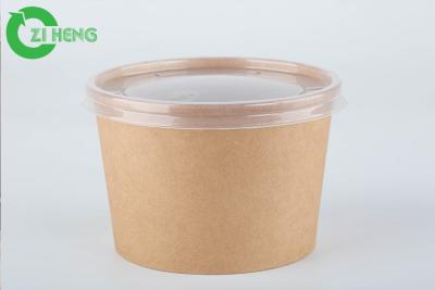 中国 生物分解性の剛さの自然なクラフト紙の400ml使い捨て可能な昼食のスープ ボウル 販売のため