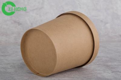 China Single Wall Thick Kraft Paper Soup Cups , Carton Brown 8 Oz Paper Cups With Lids for sale