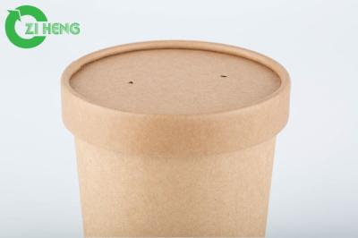 China 350 Ml 40gsm Kraft Paper Cups With Lid Take Away Disposable Paper Soup Cups for sale