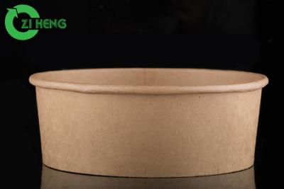 China Double Sided Polyethylene Coating Brown Kraft Paper Salad Bowl Food Packaging 1500ml for sale