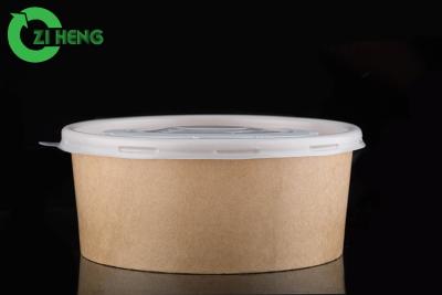 China Oven Proof Recyclable Kraft Paper Bowls Double PE Coating Cardboard Food Bowls for sale