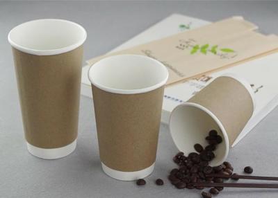 China Logo Printed Double Walled Kraft Brown Disposable Cups For Hot Drinks Of Coffee for sale