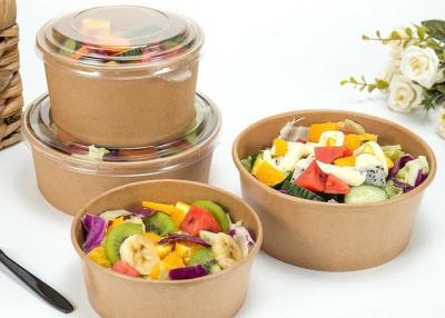 China Vegetable Kraft Paper Bowls With Lids , PE Coating Disposable Paper Bowls for sale