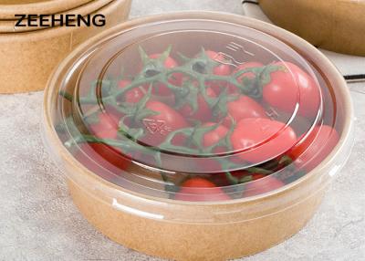 China 12oz 400ml Single Pe Coating Kraft Paper Salad Bowl With Lid , Eco Friendly for sale