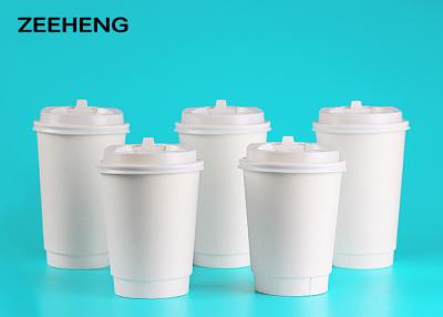 China Taza doble blanca no reutilizable del papel de empapelar 400ml para el té o la bebida caliente en venta