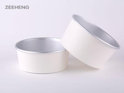 China Disposable 36oz-1100ml Induction Cooker Available Round Aluminium Film White Thick Paper Bowl Food Container for sale