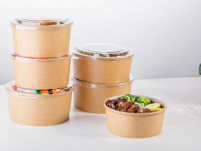 China Cuencos de papel seguros Microwavable y del congelador de Kraft, envase disponible de la sopa del bocado en venta