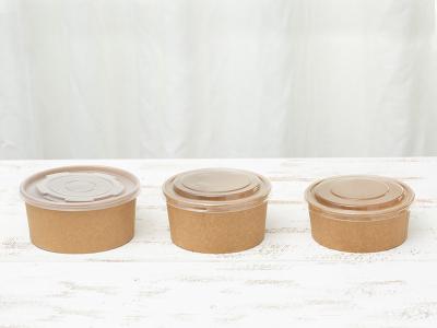 China Recycled Custom Disposable Kraft Bowls With Pp Lid Stocked For Salad for sale