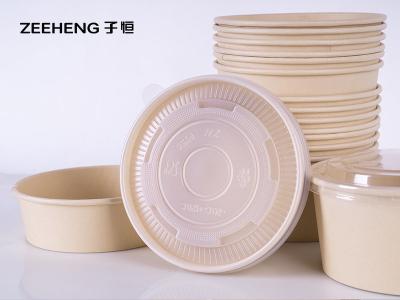 China Oil Proof PLA Lining Bamboo Paper Salad Takeaway Bowls 1000ml for sale