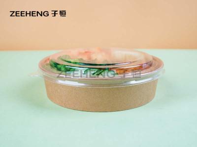 China 1100ml 36oz Disposable PLA Kraft Paper Bowls For Salad for sale