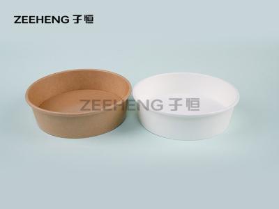China 650ml PE Coating Disposable Kraft Paper Salad Bowl With Lid for sale