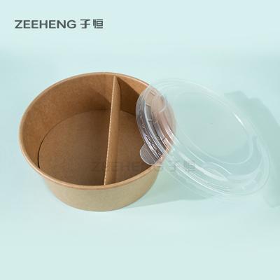 中国 25のOzのペーパー サラダ ボールが付いている再生利用できる使い捨て可能な分けられたプラスチック版 販売のため