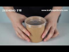 Disposable food grade Custom 750ml brown kraft paper bowl with lids