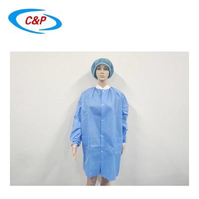 China Industrial Disposable Blue Laboratory Coat With SMS Material Construction for sale