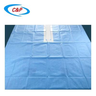 China Waterproof SMS Blue Disposable Surgical Drape Split Sheet With Adhesive zu verkaufen