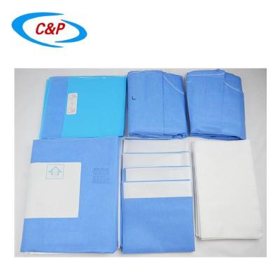China Blue SMS Disposable Angiography Surgical Drape Kit For Hospital Manufacturer en venta