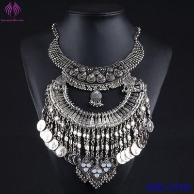 China Fashion New Ethnic Tribal Boho Coin Necklace Bohemian Festival Gypsy Jewelry for sale