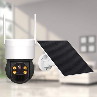 China 3MP 6W 4G PTZ Camera Built In Battery Siren IP65 4G Solar Security Camera for sale