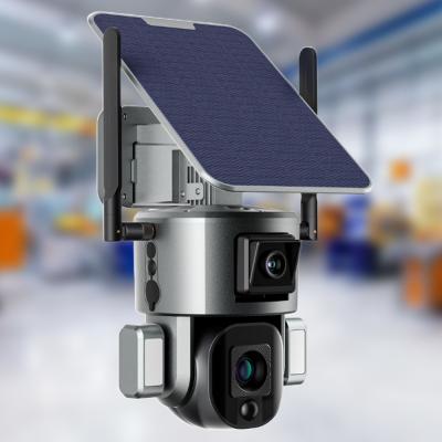 중국 4K 듀얼 렌즈 4g 사이렌 40M IR 태양 야간 시계 카메라 내장 태양 PTZ 카메라 판매용