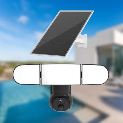 China 4G Spotlight Camera Outdoor 8W Solar Powered 4MP Live View Solar IP Camera for sale