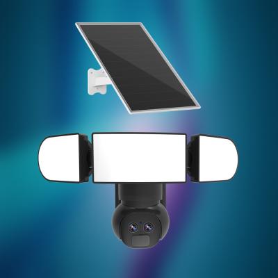 China Câmera PTZ de lente dupla 4G 6MP 1500 lúmens IP65 câmera solar de vigilância para iluminação pública à venda