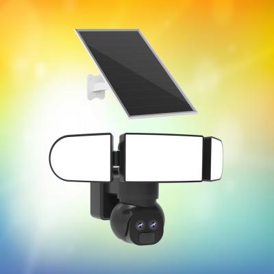 China WiFi 4MP Dual Lens Beveiligingscamera 12X Hybride Zoom 1500 Lumens Solar Floodlight Camera Te koop