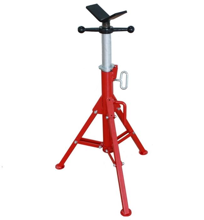 V Head Pipe Stand showing adjustable height mechanism and V-head design