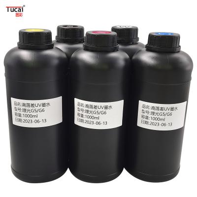 Chine Chine usine en gros d'encre UV à forte chute pour Ricoh G5/G6/Konica/Sail/Toshiba pour jouet en plastique en cuir acrylique métallique à vendre