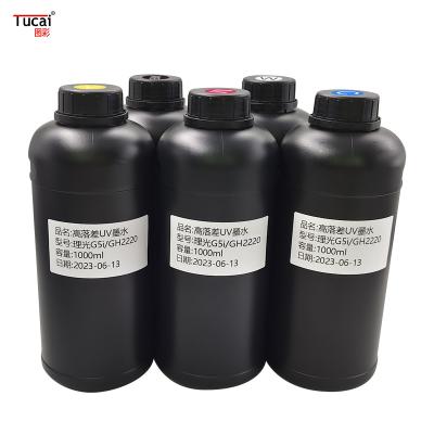 중국 고품질과 좋은 가격 5 색상 고 점수 UV 잉크 Ricoh G5i/GH2220 플라스틱 가죽 아크릴 금속 판매용