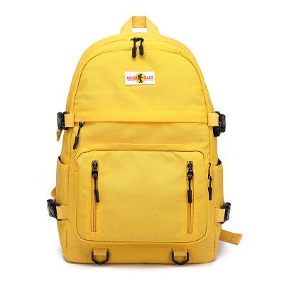 China Unisex Yellow Soft Nylon Backpack With Top Handle Zipper Closure for sale