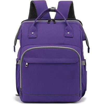 China Zipper Closure Outdoor Backpack Tote Bag With Purple Green Color for sale